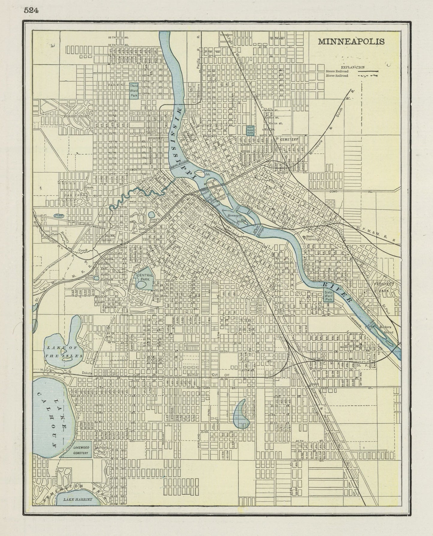 Vintage Map of Minneapolis, Minnesota, 1901
