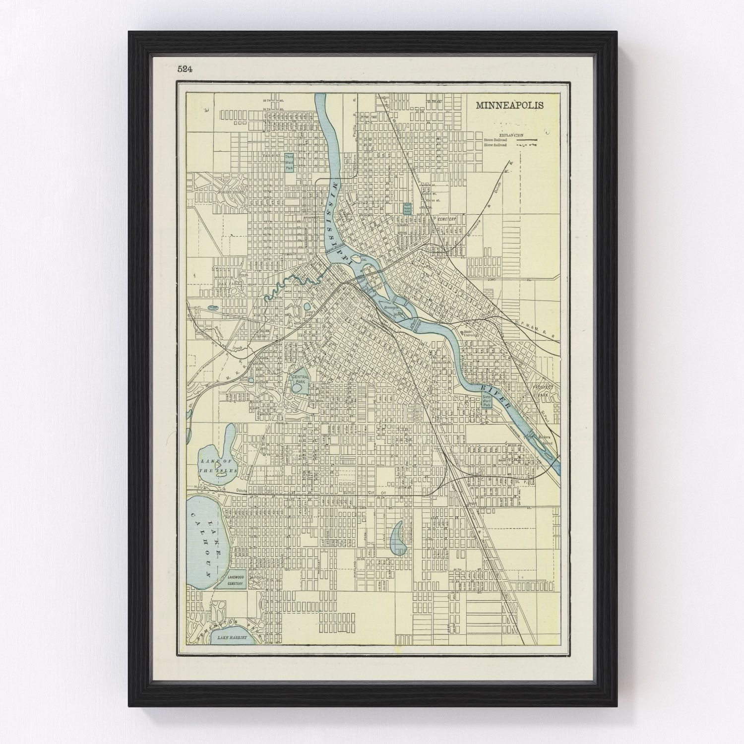vintage map of Minneapolis, Minnesota, 1901