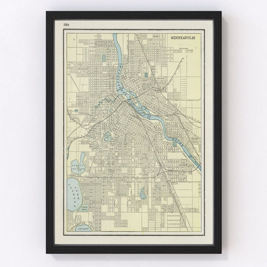 vintage map of Minneapolis, Minnesota, 1901