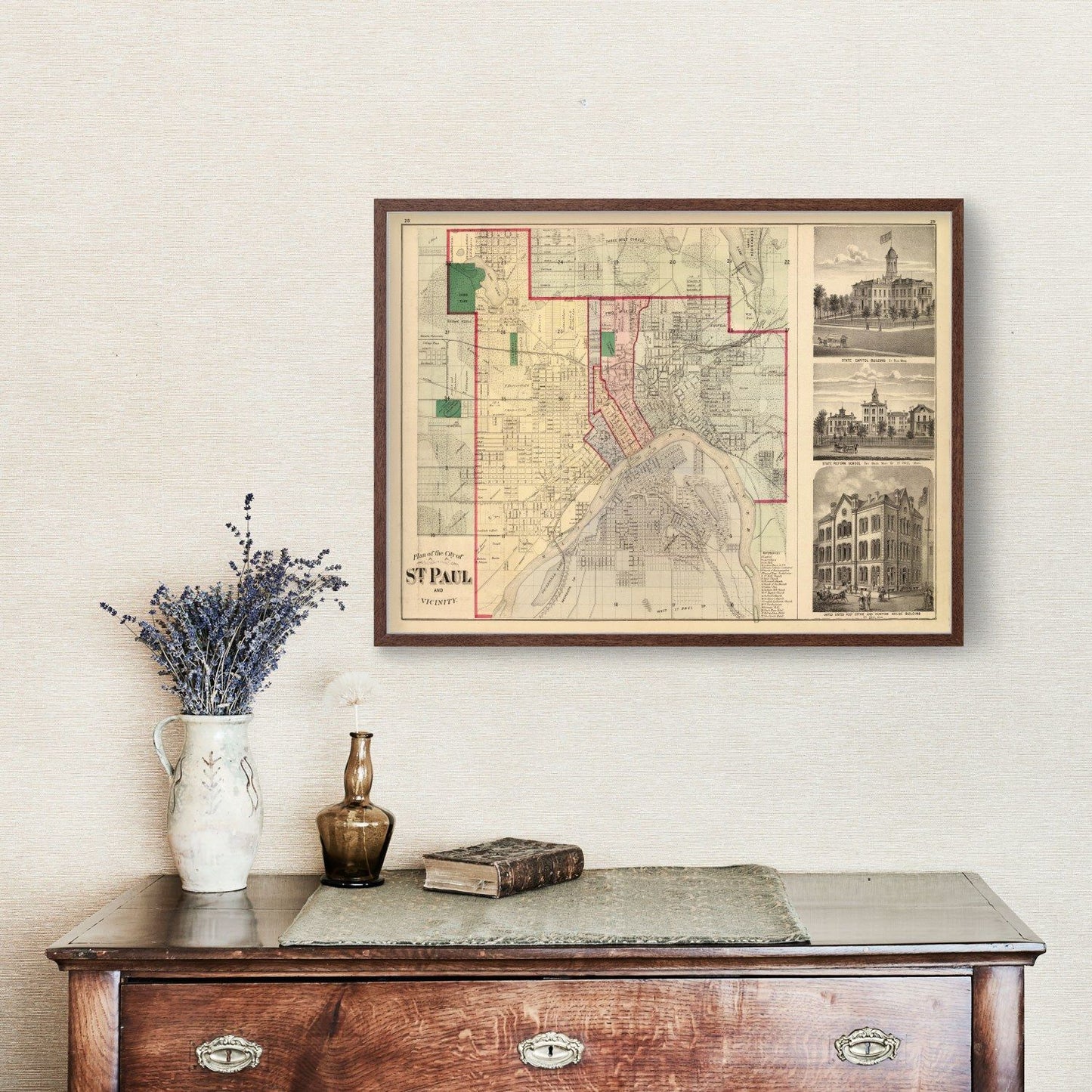 Vintage Map of St. Paul, Minnesota, 1874 II