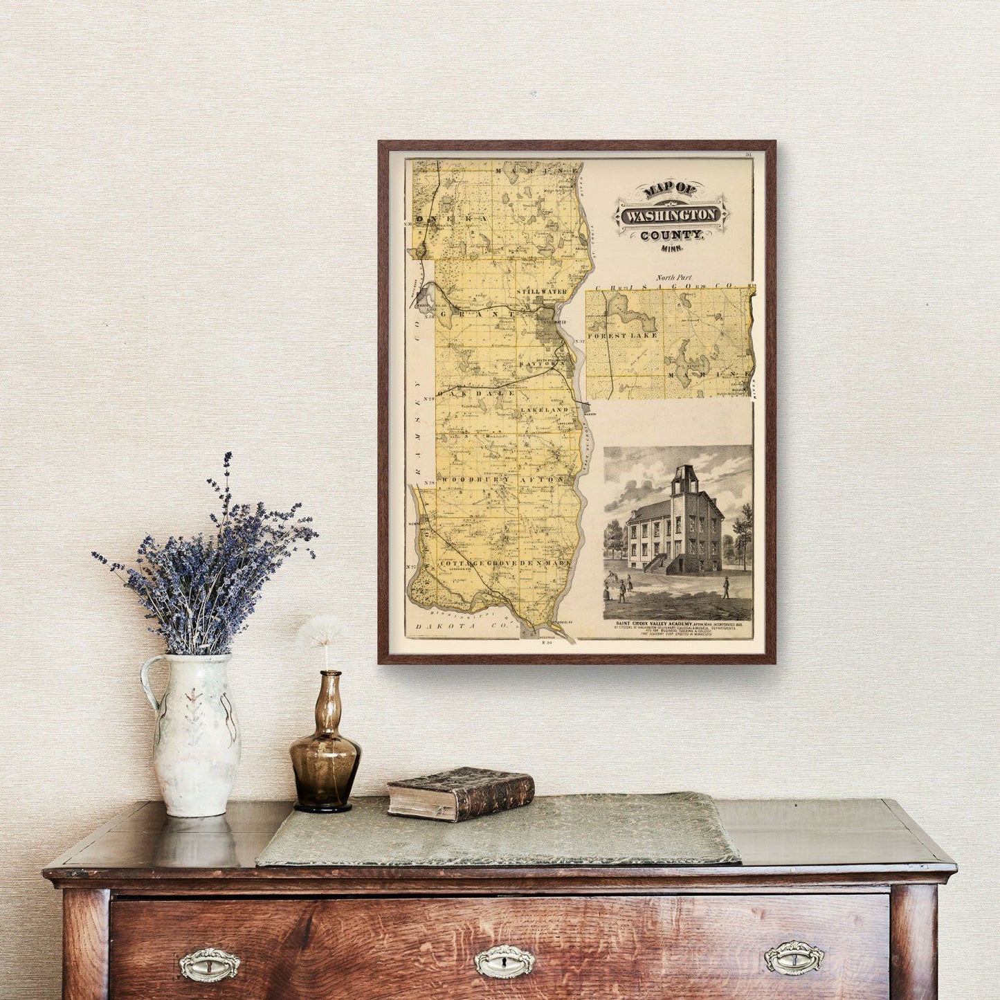 Vintage Map of Washington County, Minnesota 1874 - Edition II
