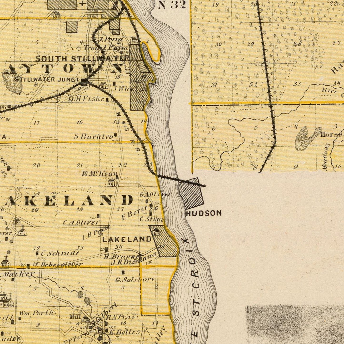 Vintage Map of Washington County, Minnesota 1874 - Edition II