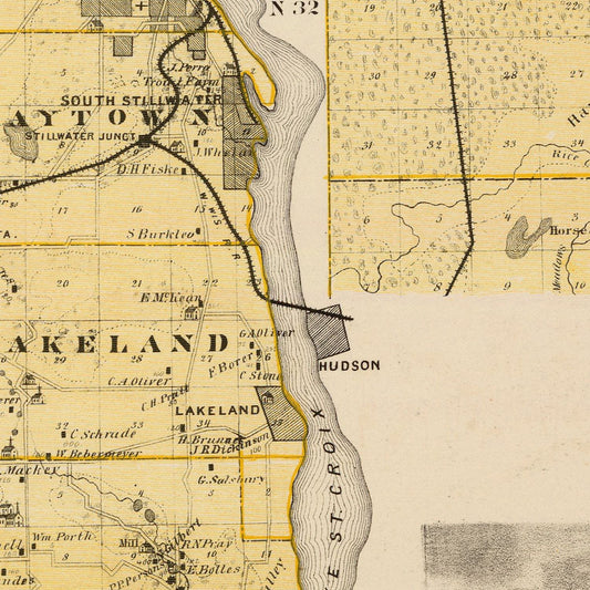 Vintage Map of Washington County, Minnesota 1874 - Edition II