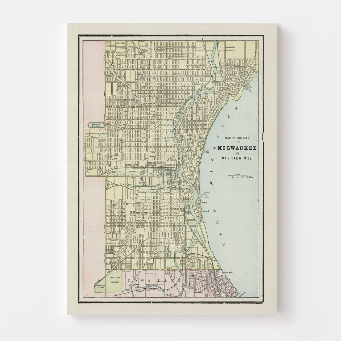 Vintage Map of Milwaukee, Wisconsin, 1901