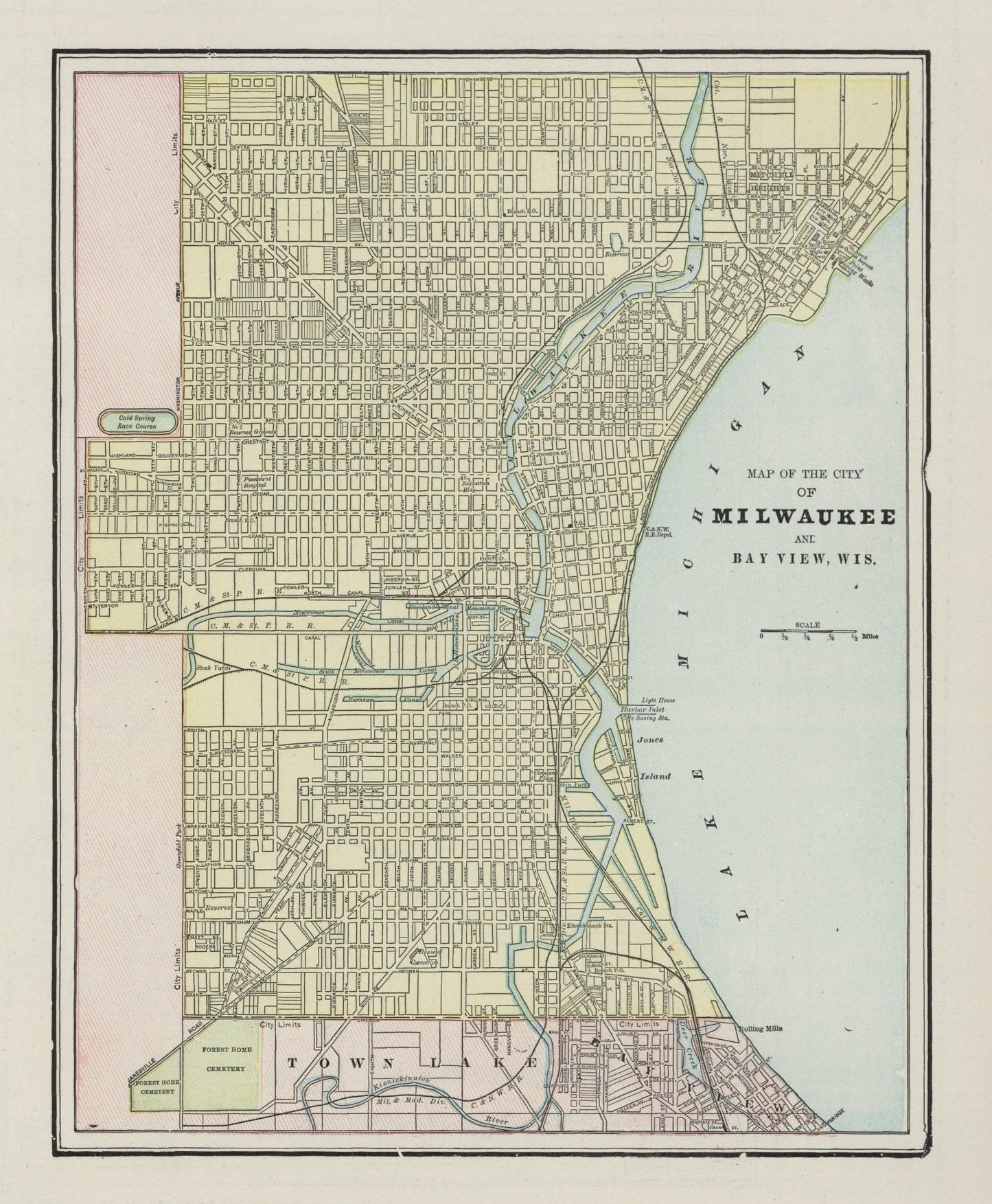 Vintage Map of Milwaukee, Wisconsin, 1901