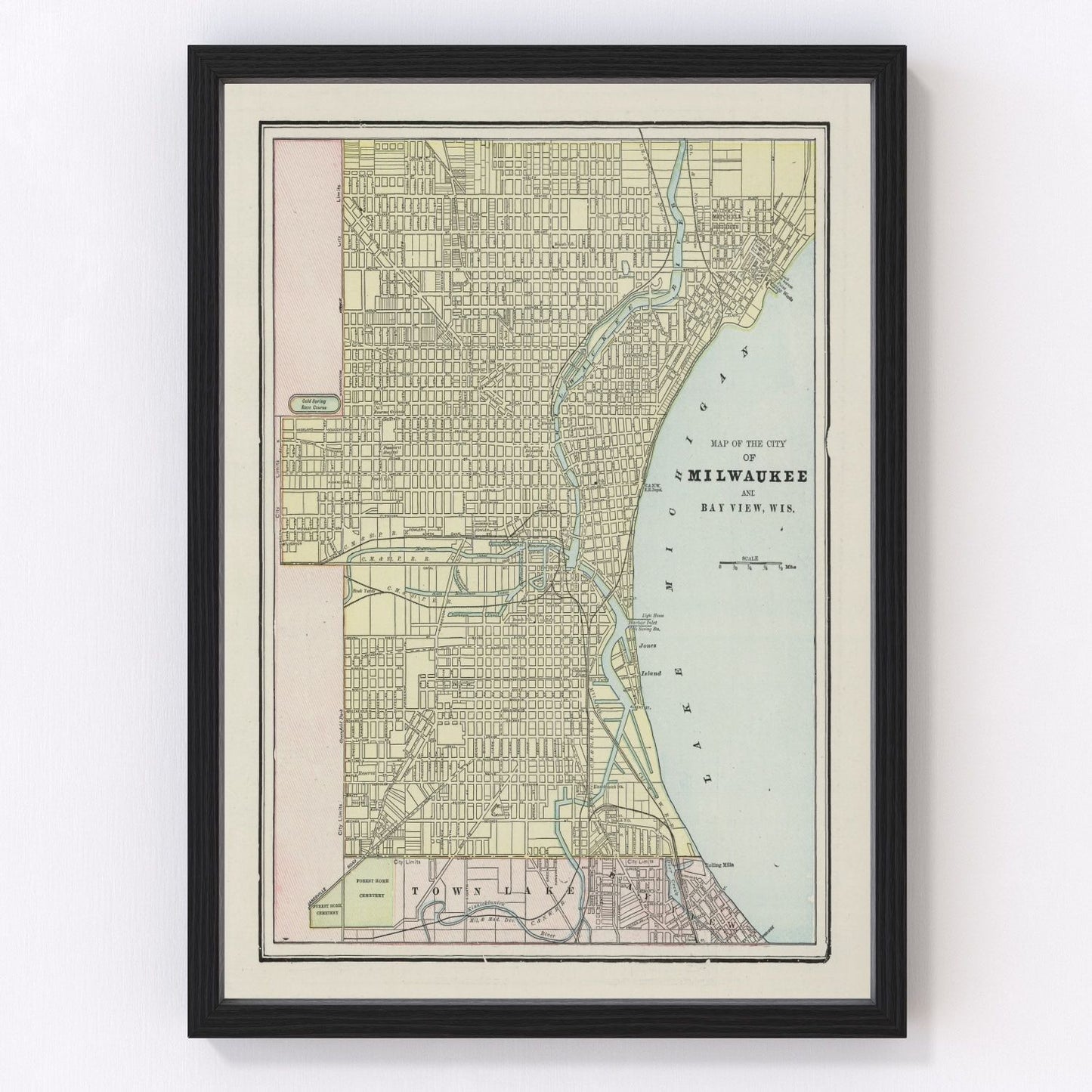 vintage map of Milwaukee, Wisconsin, 1901