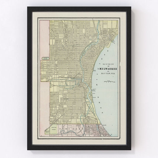 vintage map of Milwaukee, Wisconsin, 1901