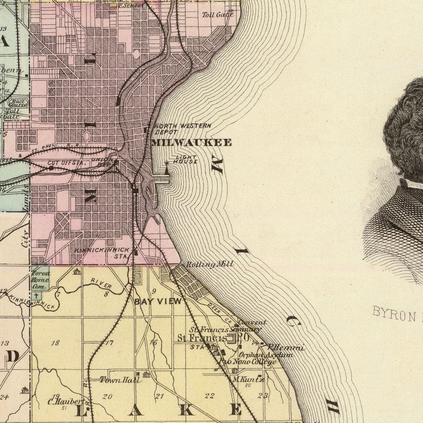Vintage Map of Milwaukee County, Wisconsin, 1878