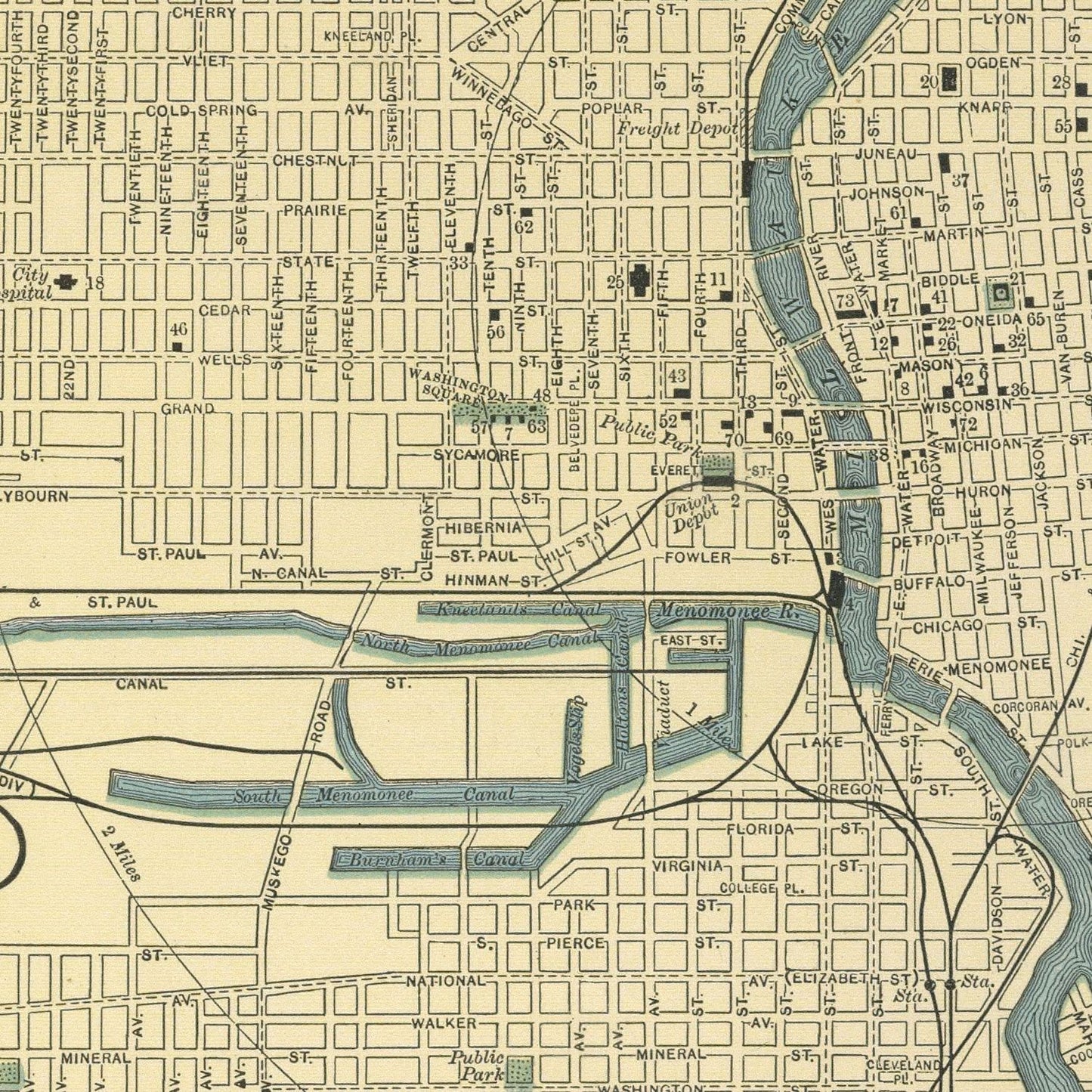 Vintage Map of Milwaukee, Wisconsin, 1891