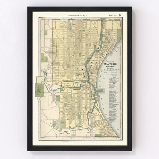 vintage map of Milwaukee, Wisconsin, 1891