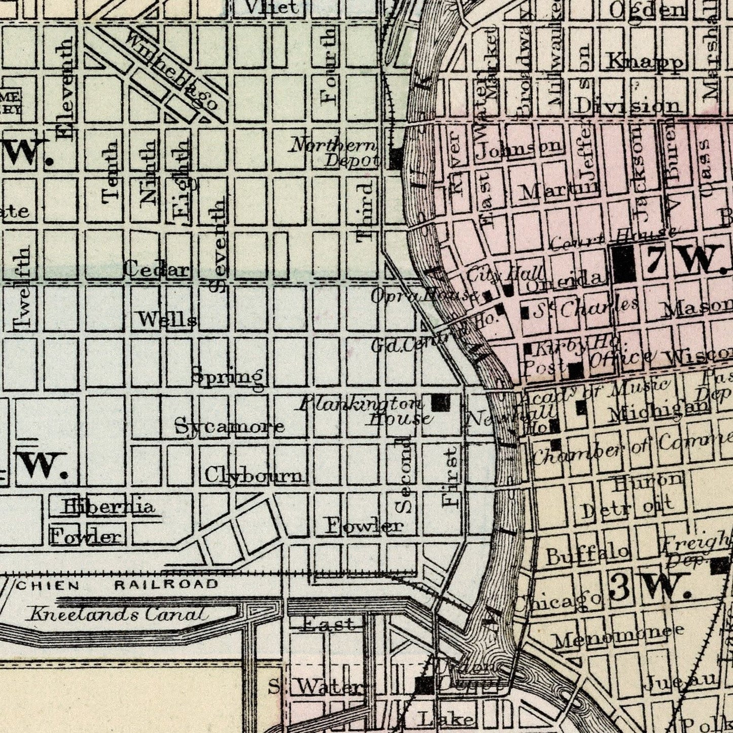 Vintage Map of Milwaukee, Wisconsin, 1874