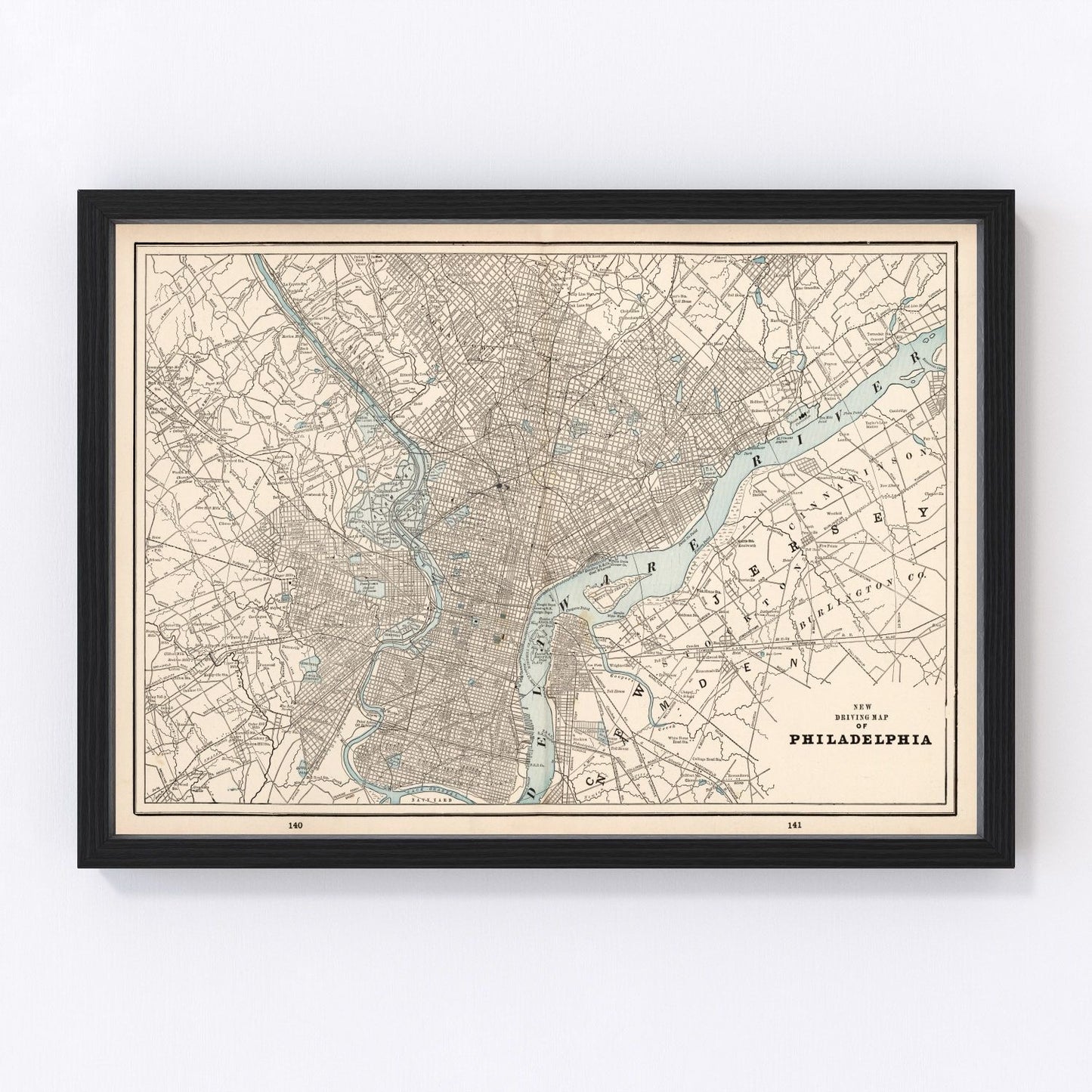 vintage map of Philadelphia, Pennsylvania, 1893
