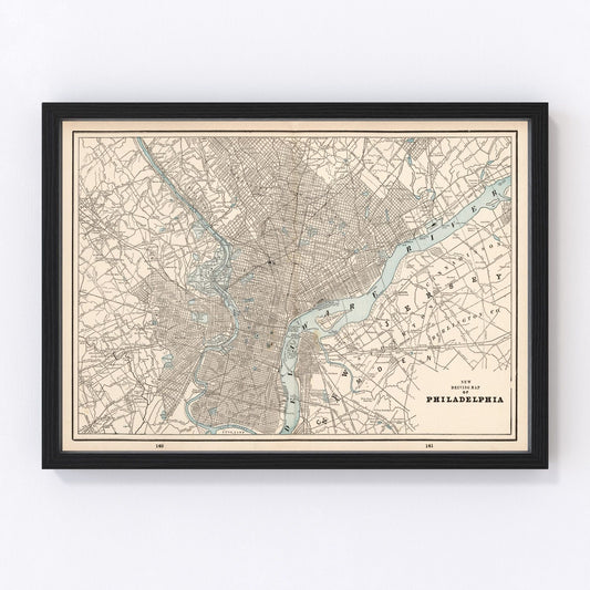 vintage map of Philadelphia, Pennsylvania, 1893