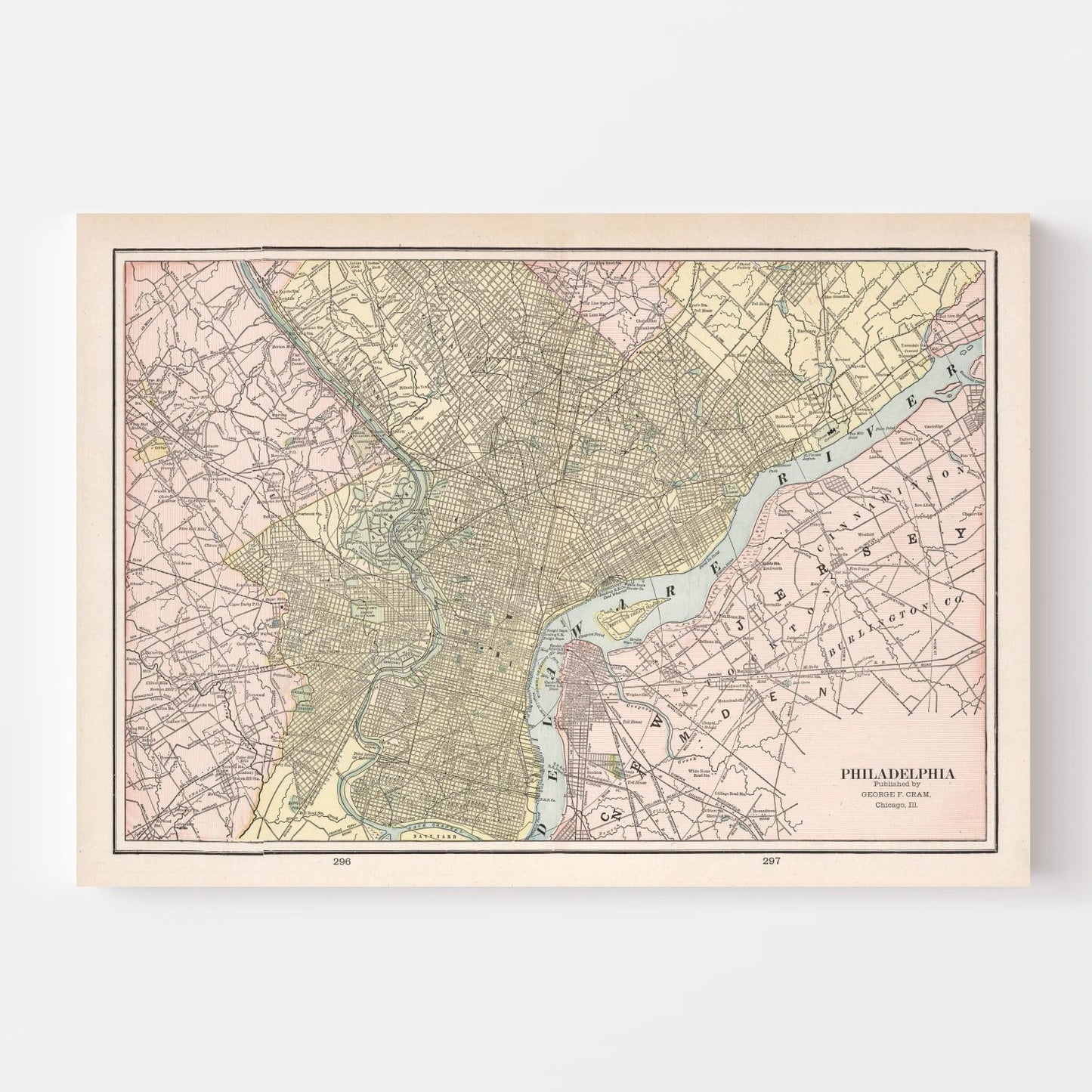 Vintage Map of Philadelphia, Pennsylvania, 1901