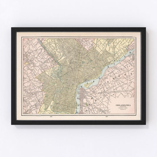 vintage map of Philadelphia, Pennsylvania, 1901