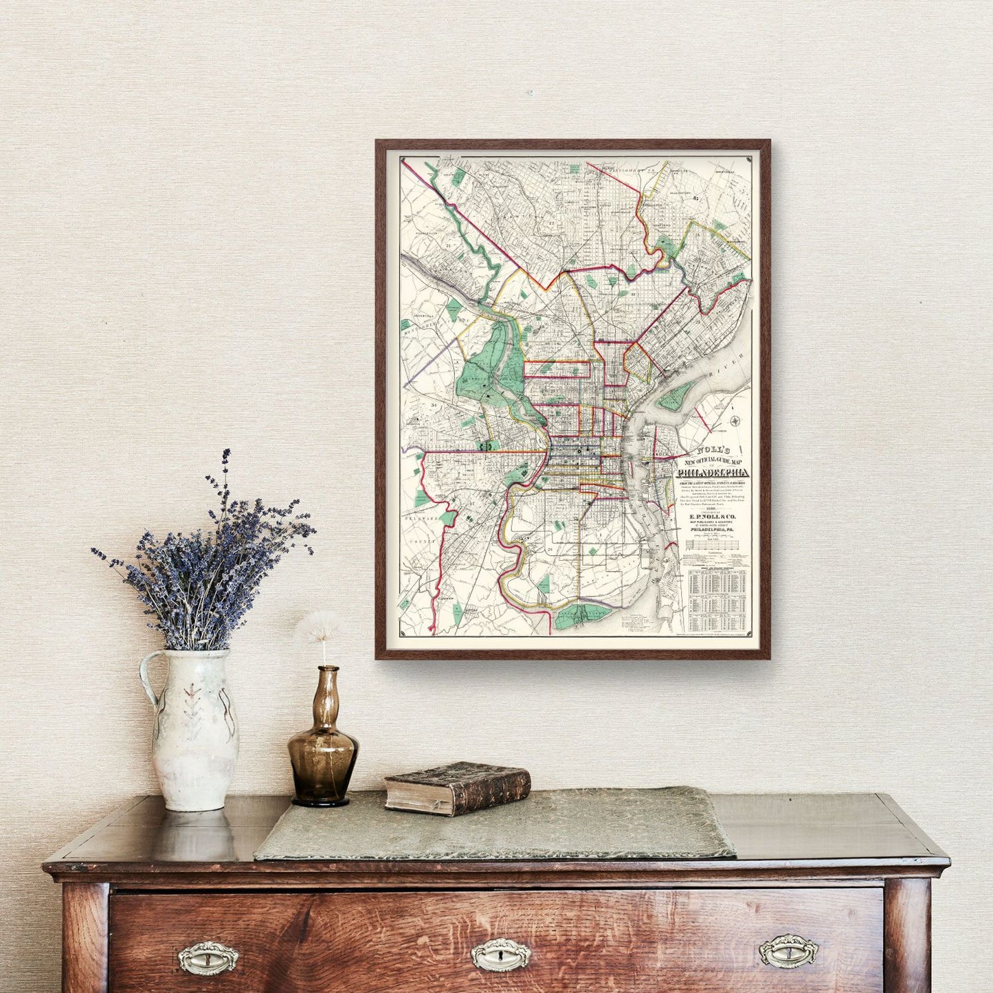 Vintage Map of Philadelphia, Pennsylvania, 1890