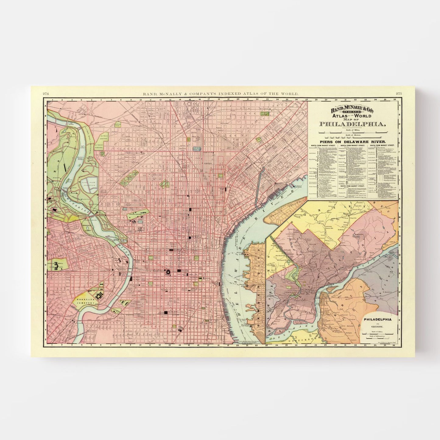 Vintage Map of Philadelphia, Pennsylvania, 1897, No. 3