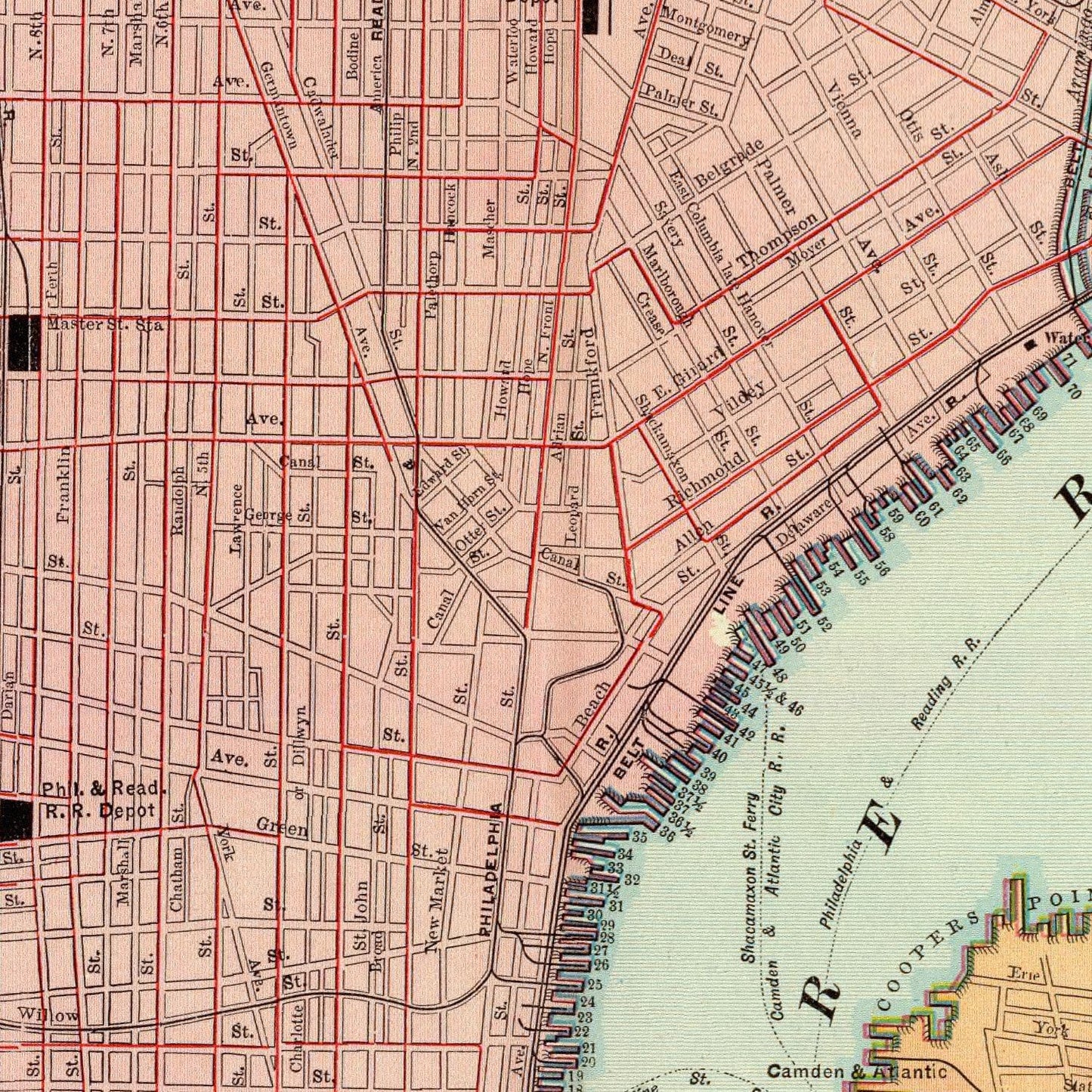Vintage Map of Philadelphia, Pennsylvania, 1897, No. 3