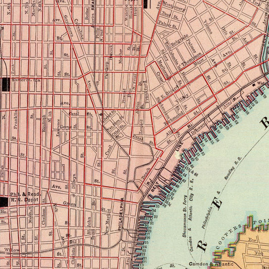 Vintage Map of Philadelphia, Pennsylvania, 1897, No. 3