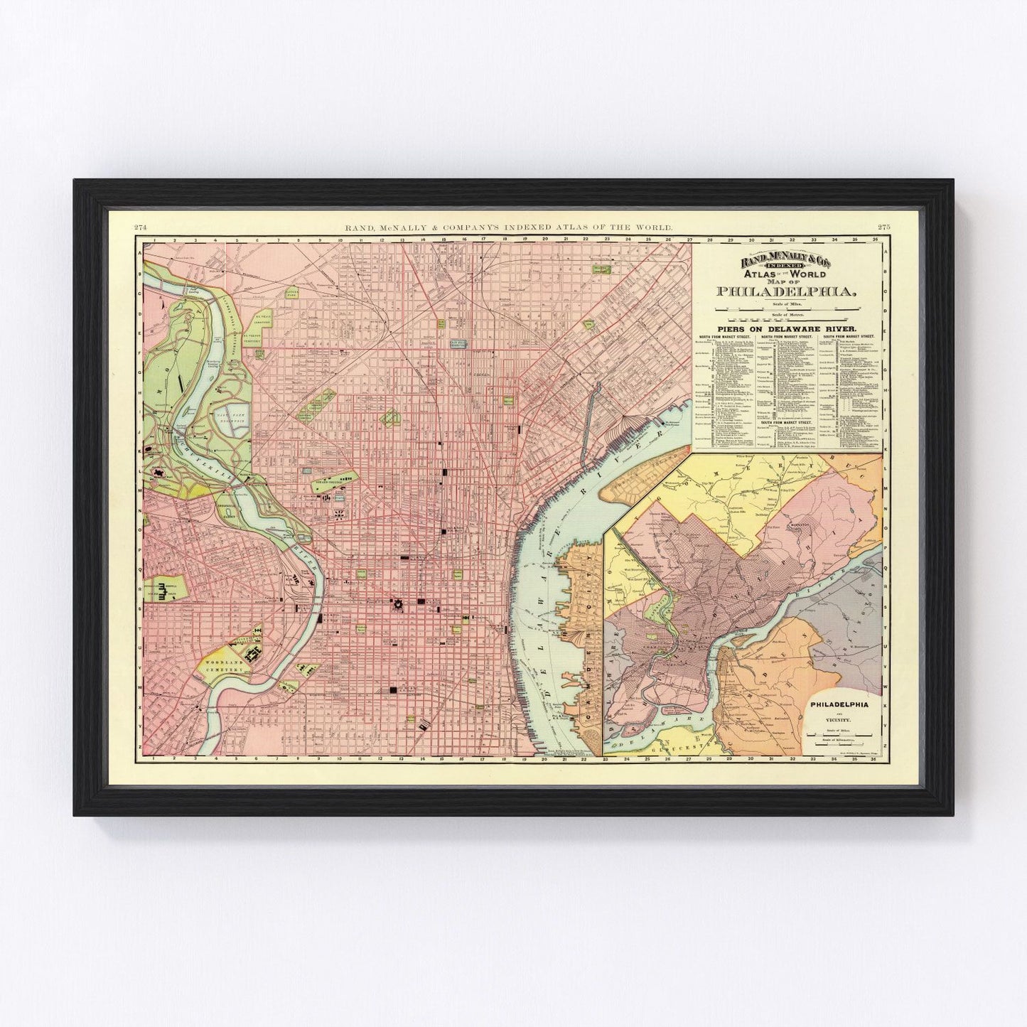 Vintage map of Philadelphia, Pennsylvania, 1897