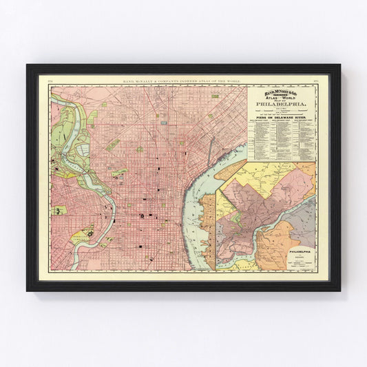 Vintage map of Philadelphia, Pennsylvania, 1897
