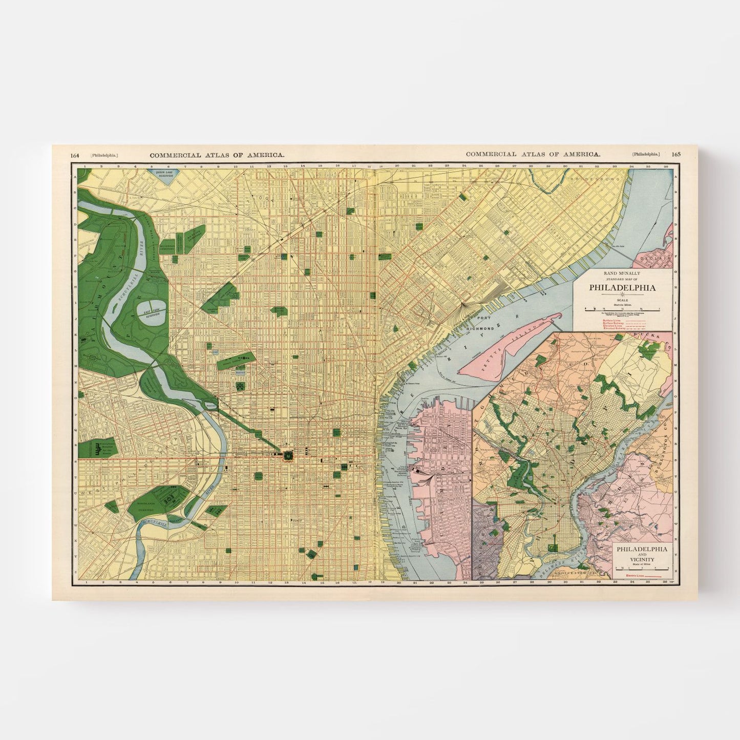 Vintage Map of Philadelphia, Pennsylvania, 1924