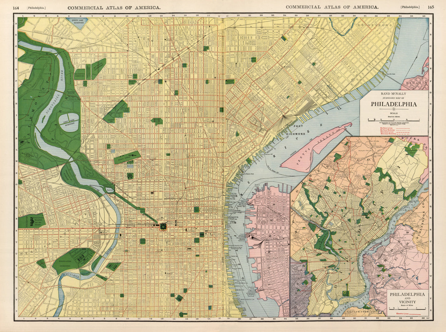 Vintage Map of Philadelphia, Pennsylvania, 1924