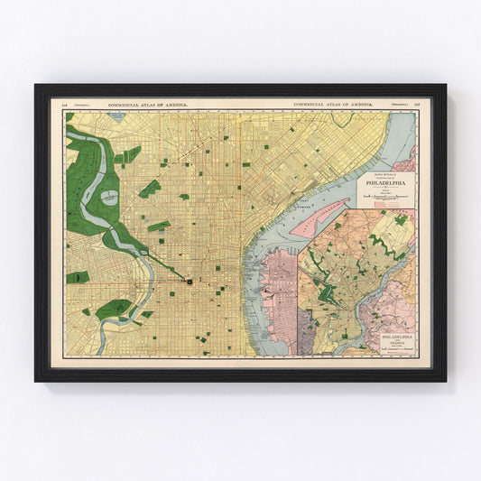 vintage map of Philadelphia, Pennsylvania, 1924