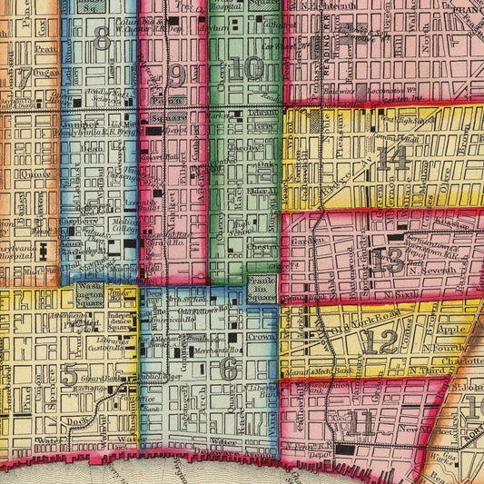 Vintage Map of Philadelphia, Pennsylvania, 1860, No. 2