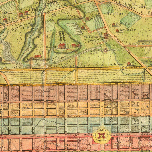 Vintage Map of Philadelphia, Pennsylvania, 1802
