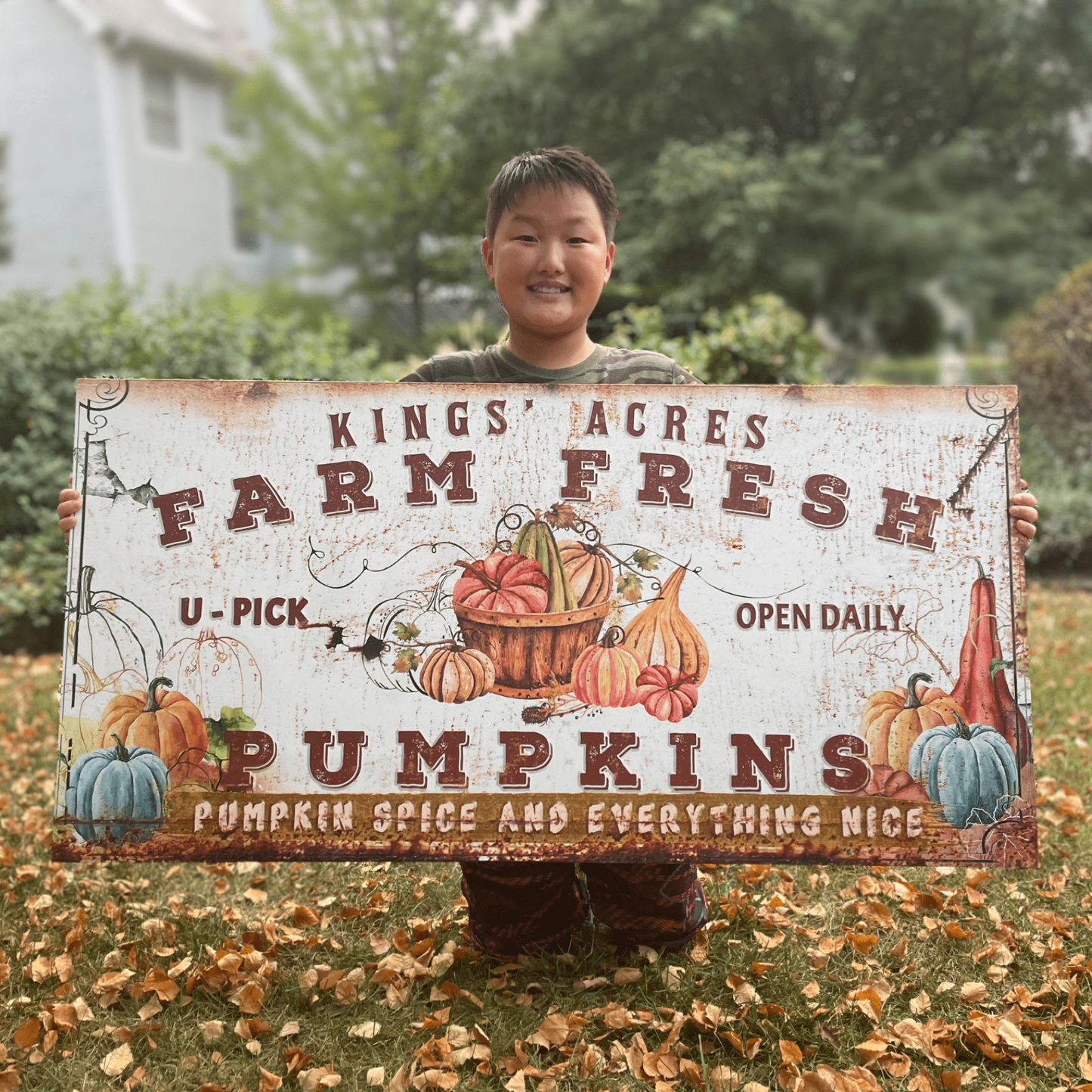 Farm Fresh Pumpkins Sign Personalized Canvas Wall Art