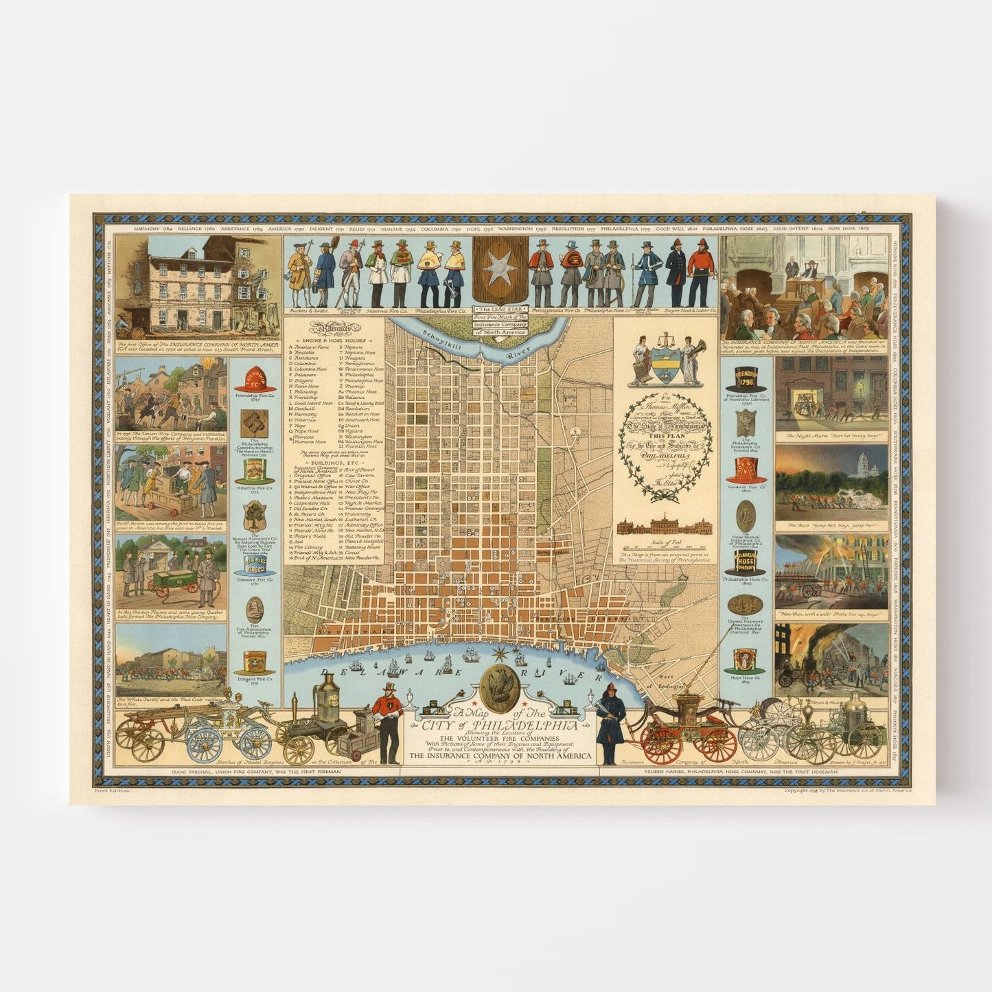 Vintage Map of Philadelphia, Pennsylvania, 1938