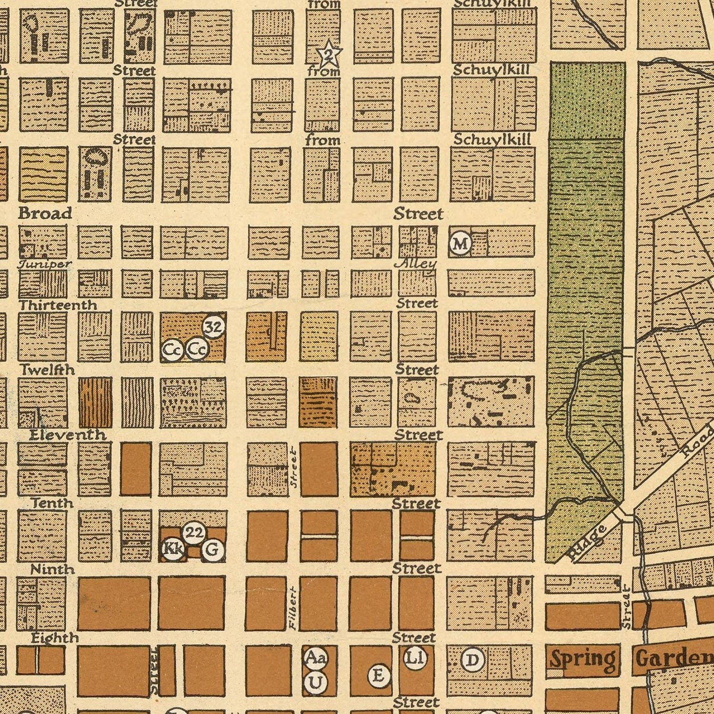 Vintage Map of Philadelphia, Pennsylvania, 1938
