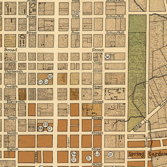 Vintage Map of Philadelphia, Pennsylvania, 1938