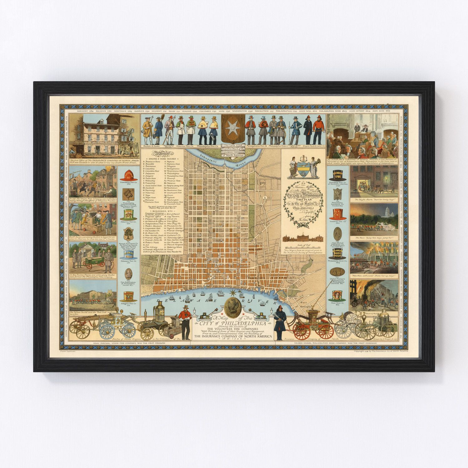 vintage map of Philadelphia, Pennsylvania, 1938