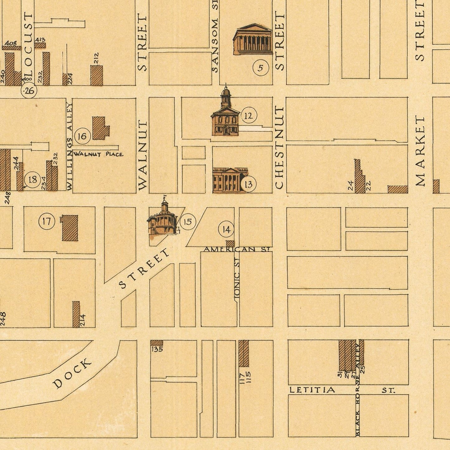 Vintage Map of Philadelphia, Pennsylvania, 1934