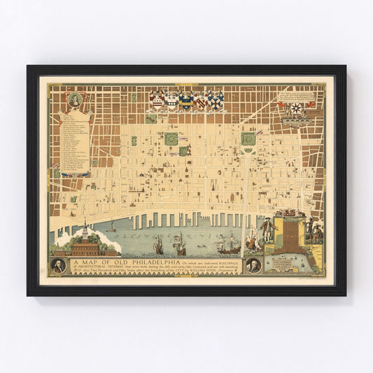 vintage map of Philadelphia, Pennsylvania, 1934