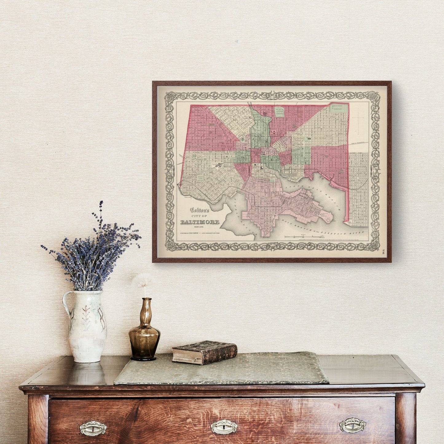 Vintage Map of Baltimore, Maryland, 1865