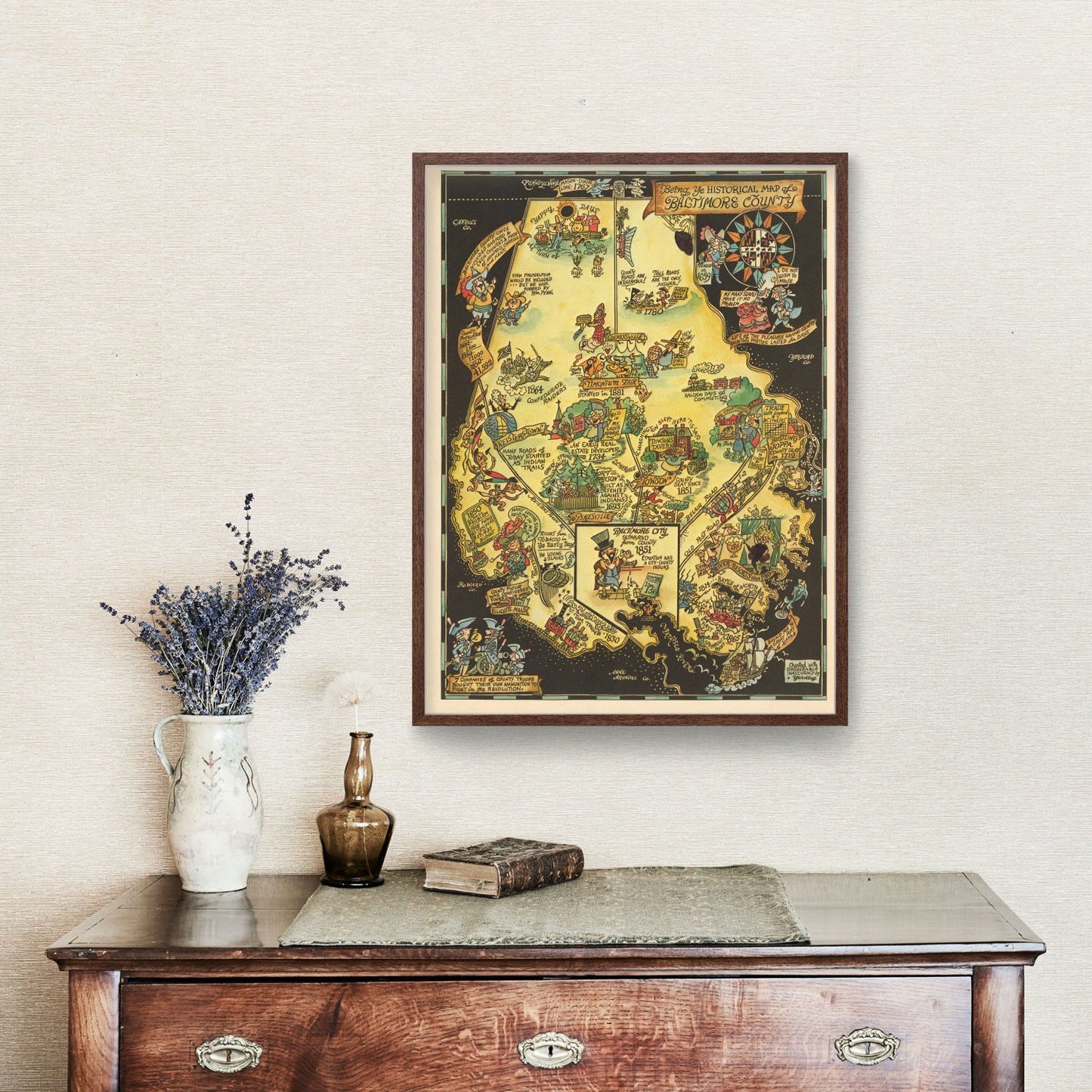 Vintage Map of Baltimore, Maryland, 1935 Wall Art Print