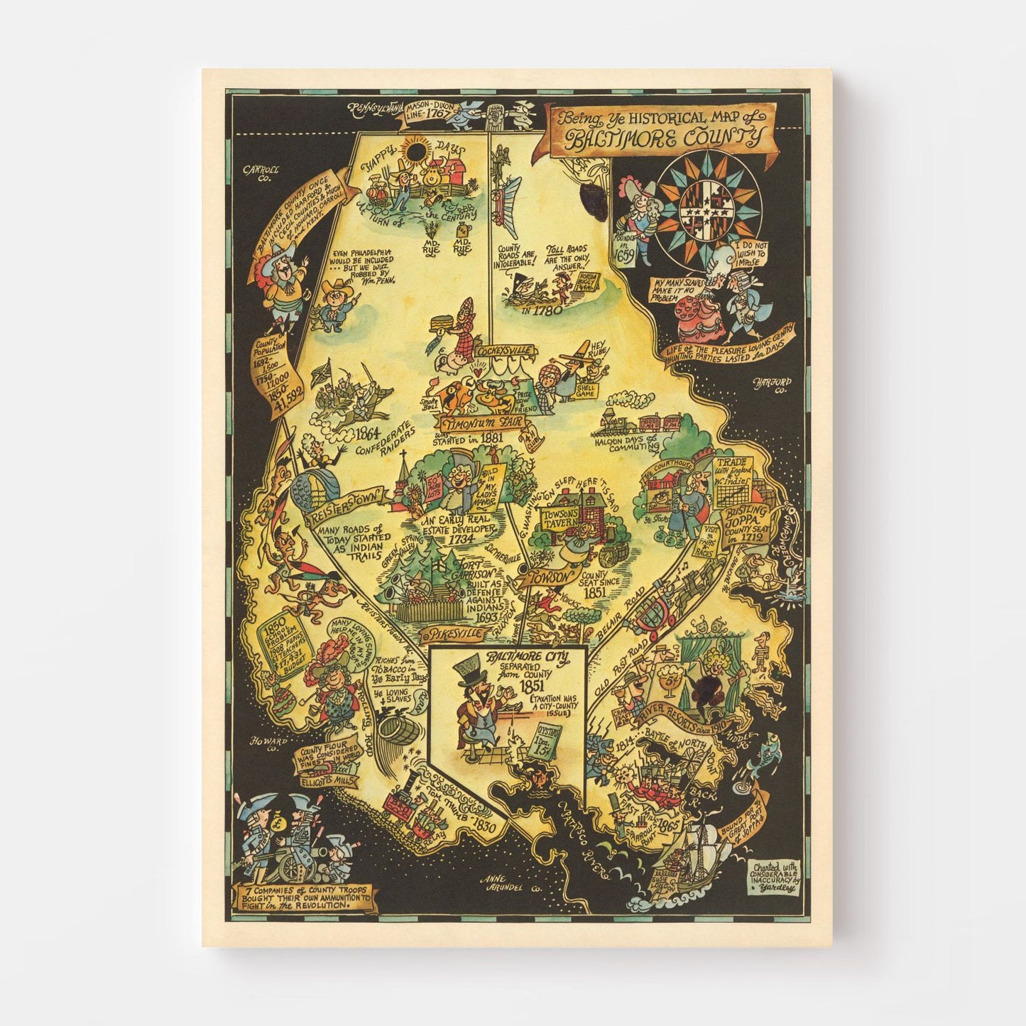 Vintage Map of Baltimore, Maryland, 1935 Wall Art Print