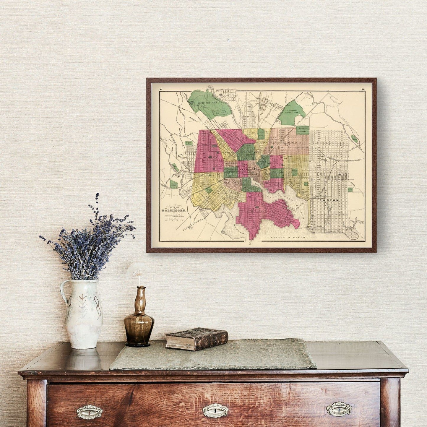 Vintage Map of Baltimore, Maryland, 1873 Wall Art