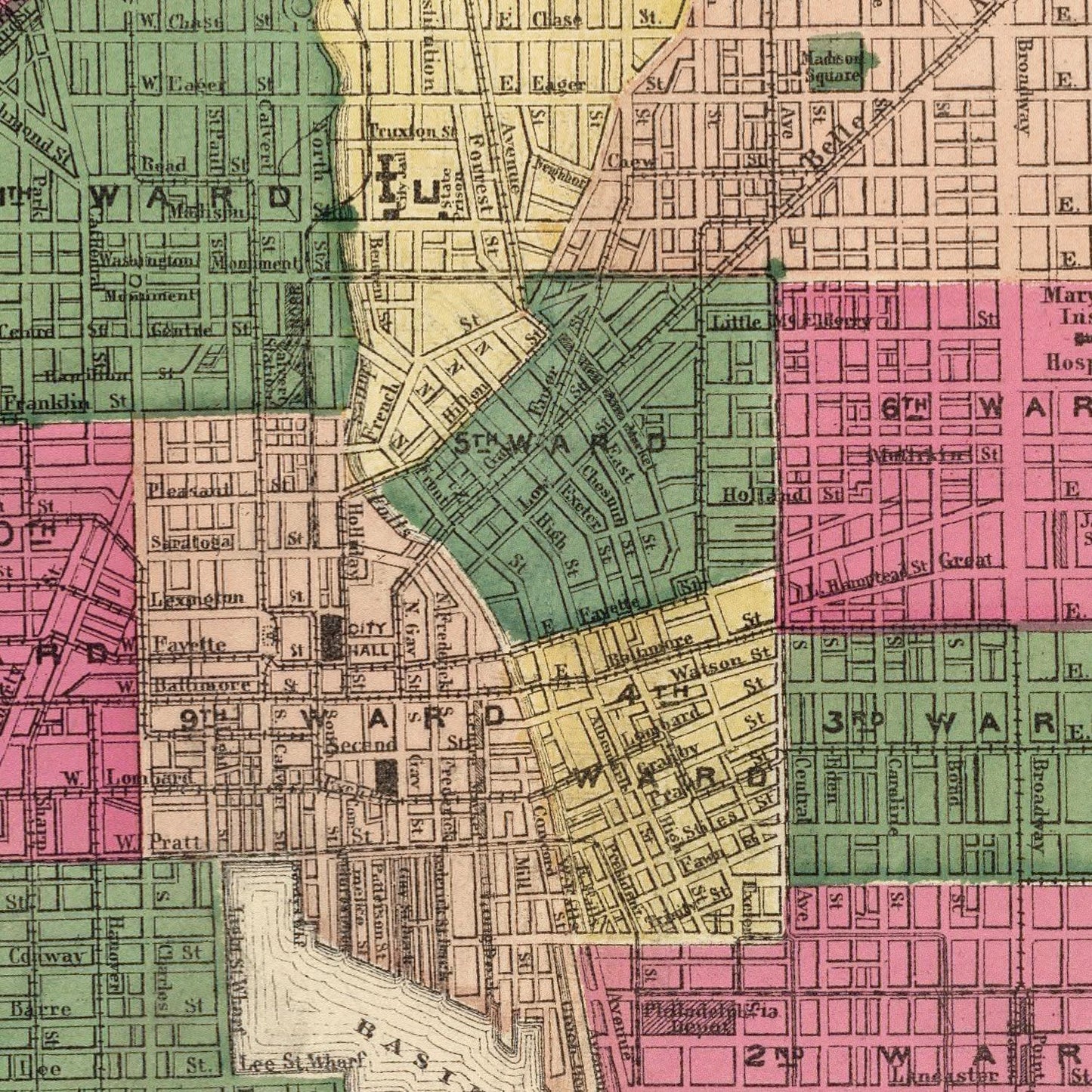 Vintage Map of Baltimore, Maryland, 1873 Wall Art