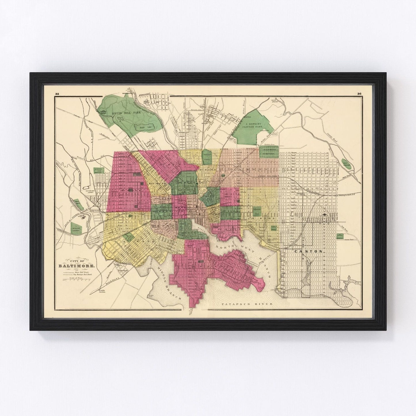 Vintage map of Baltimore, Maryland, 1873 — Patapsco waterfront