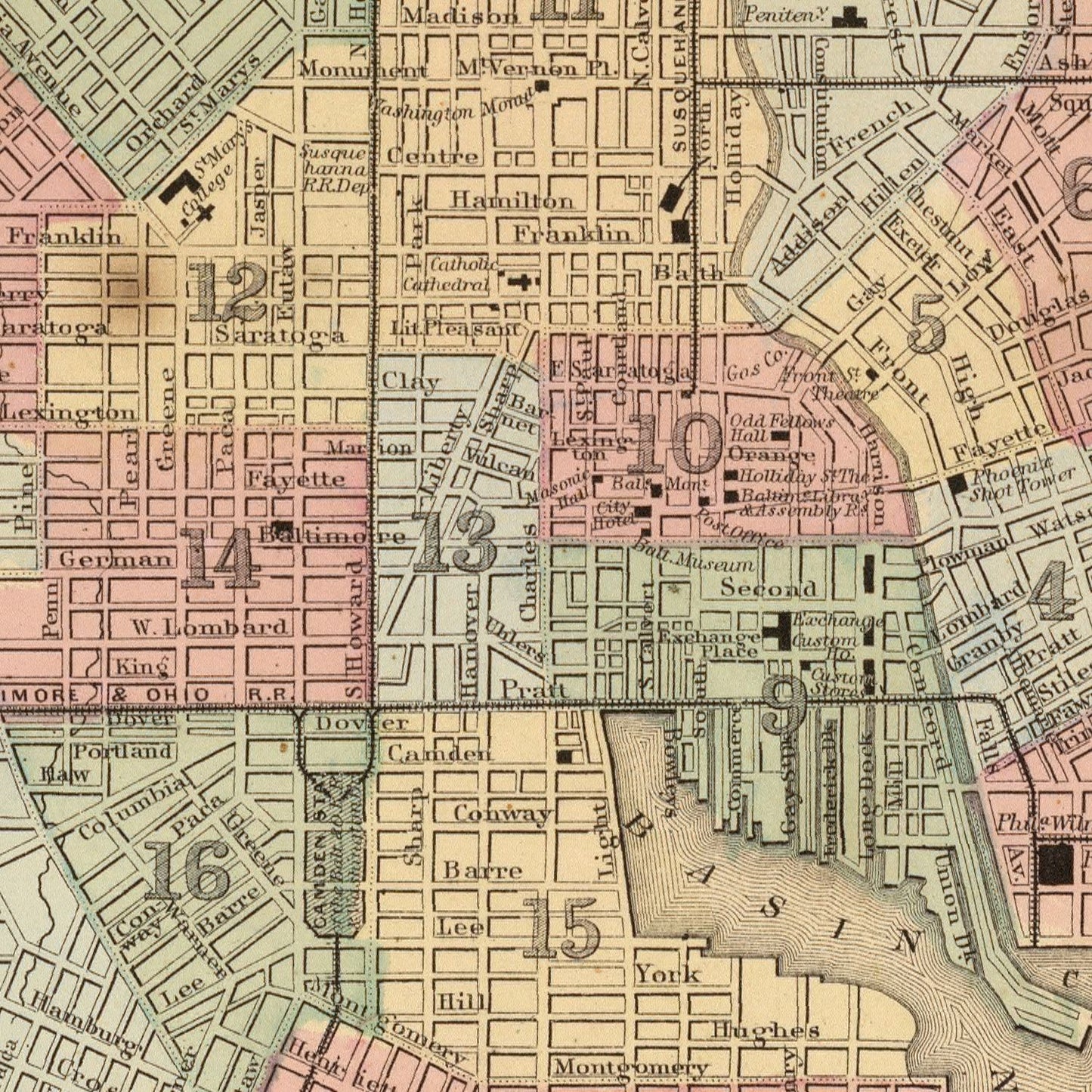 Vintage Map of Baltimore, Maryland, 1870