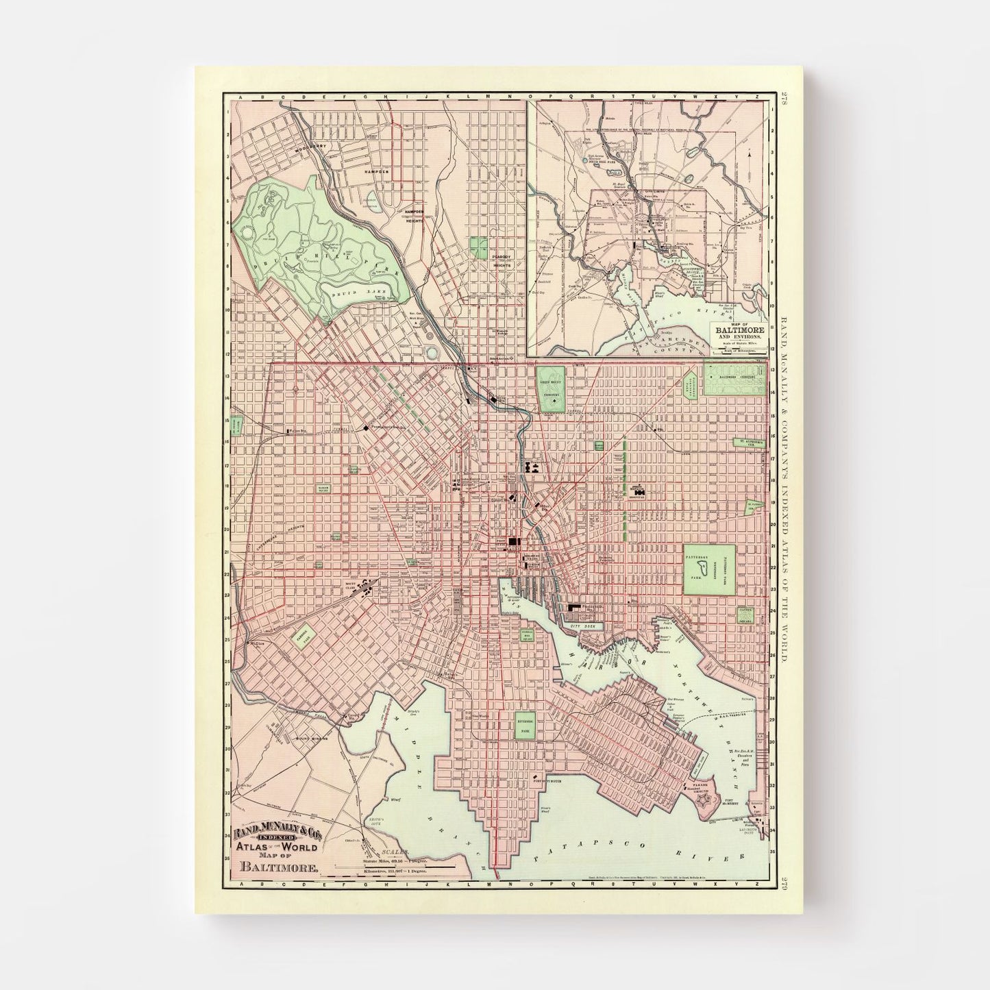 Vintage Map of Baltimore, Maryland, 1897