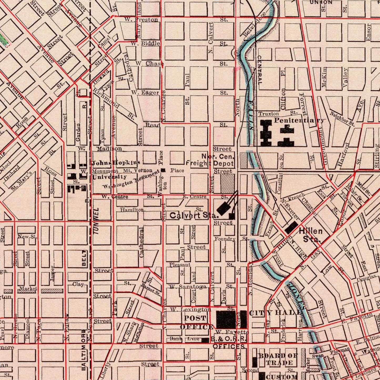 Vintage Map of Baltimore, Maryland, 1897