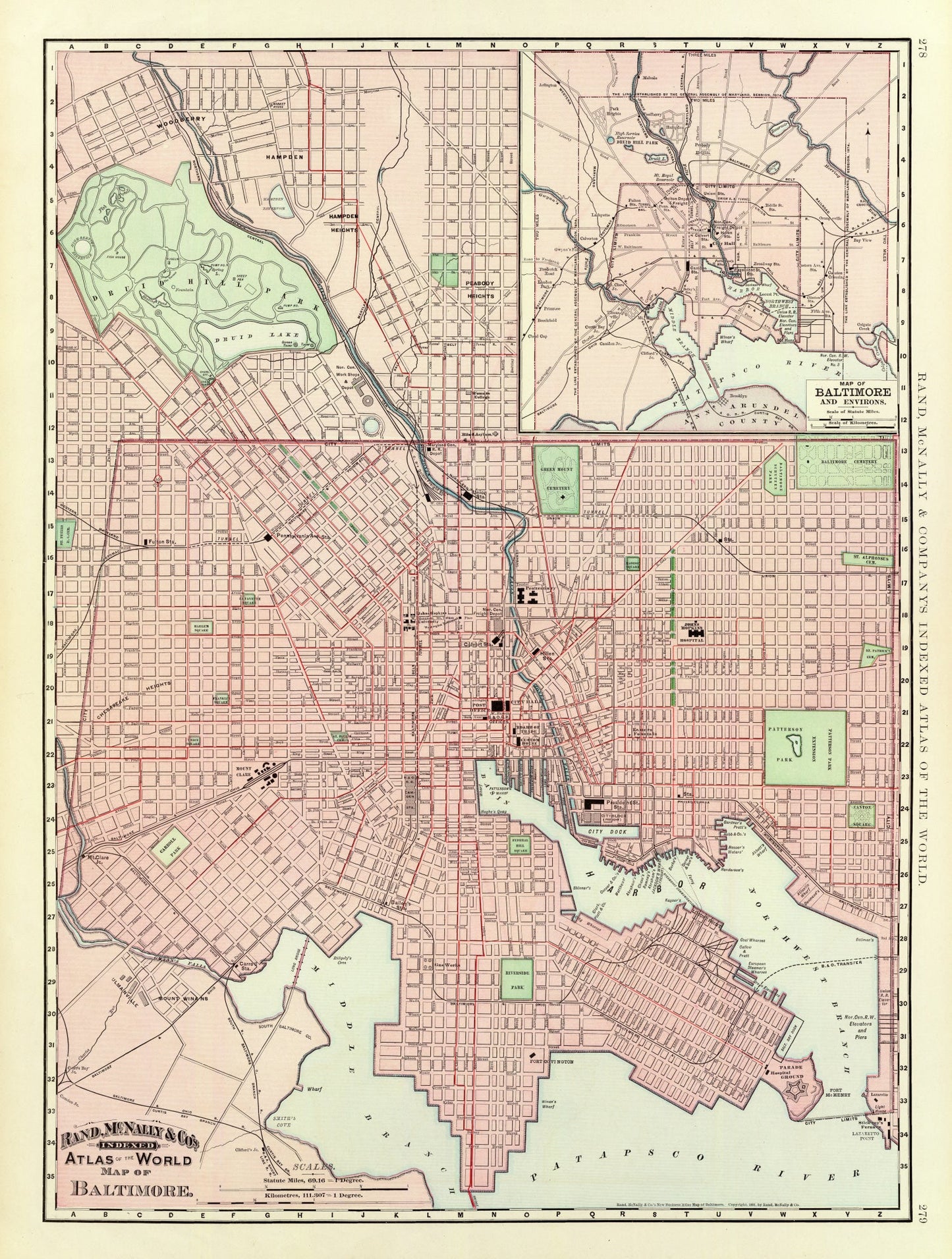 Vintage Map of Baltimore, Maryland, 1897