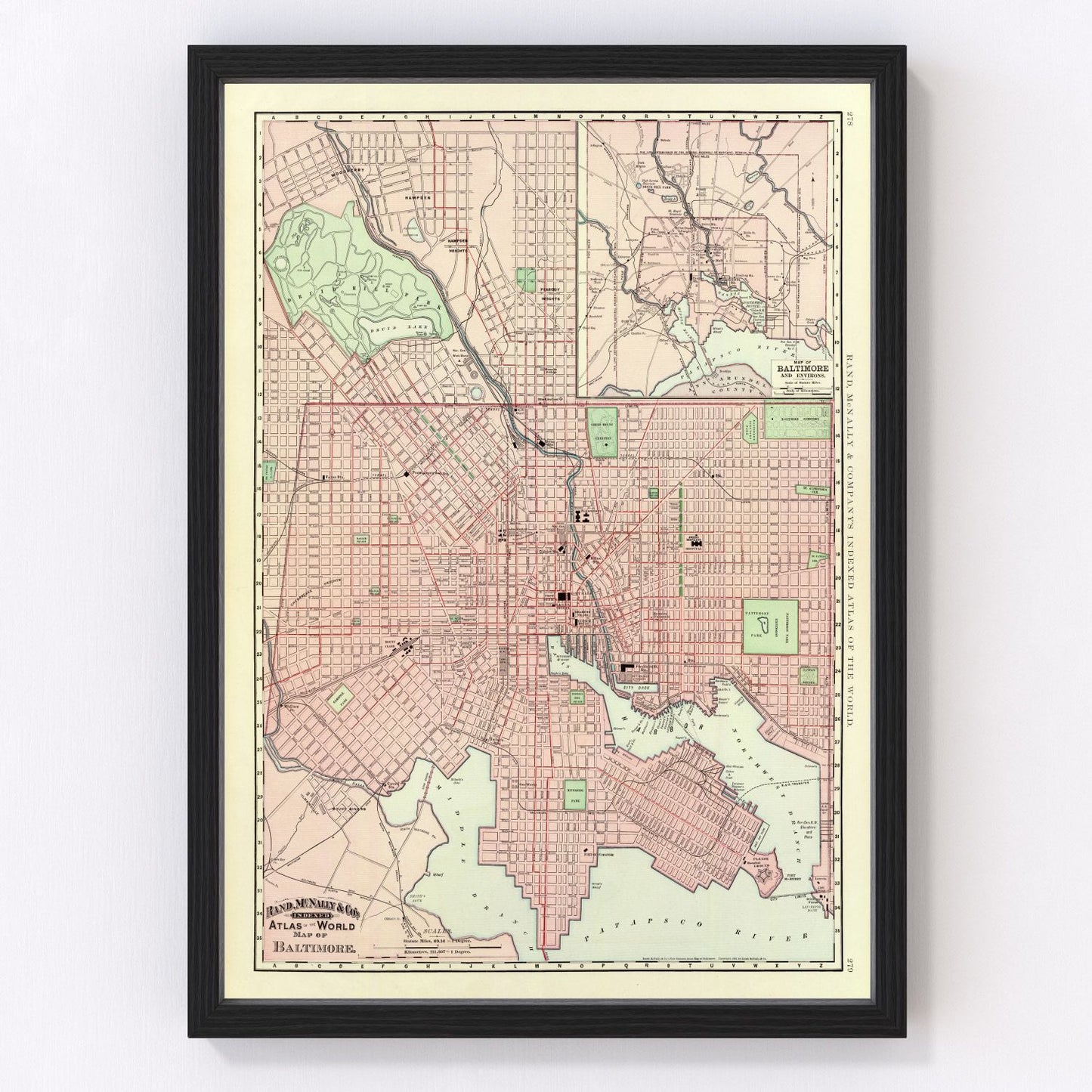 Vintage map of Baltimore, Maryland, 1897