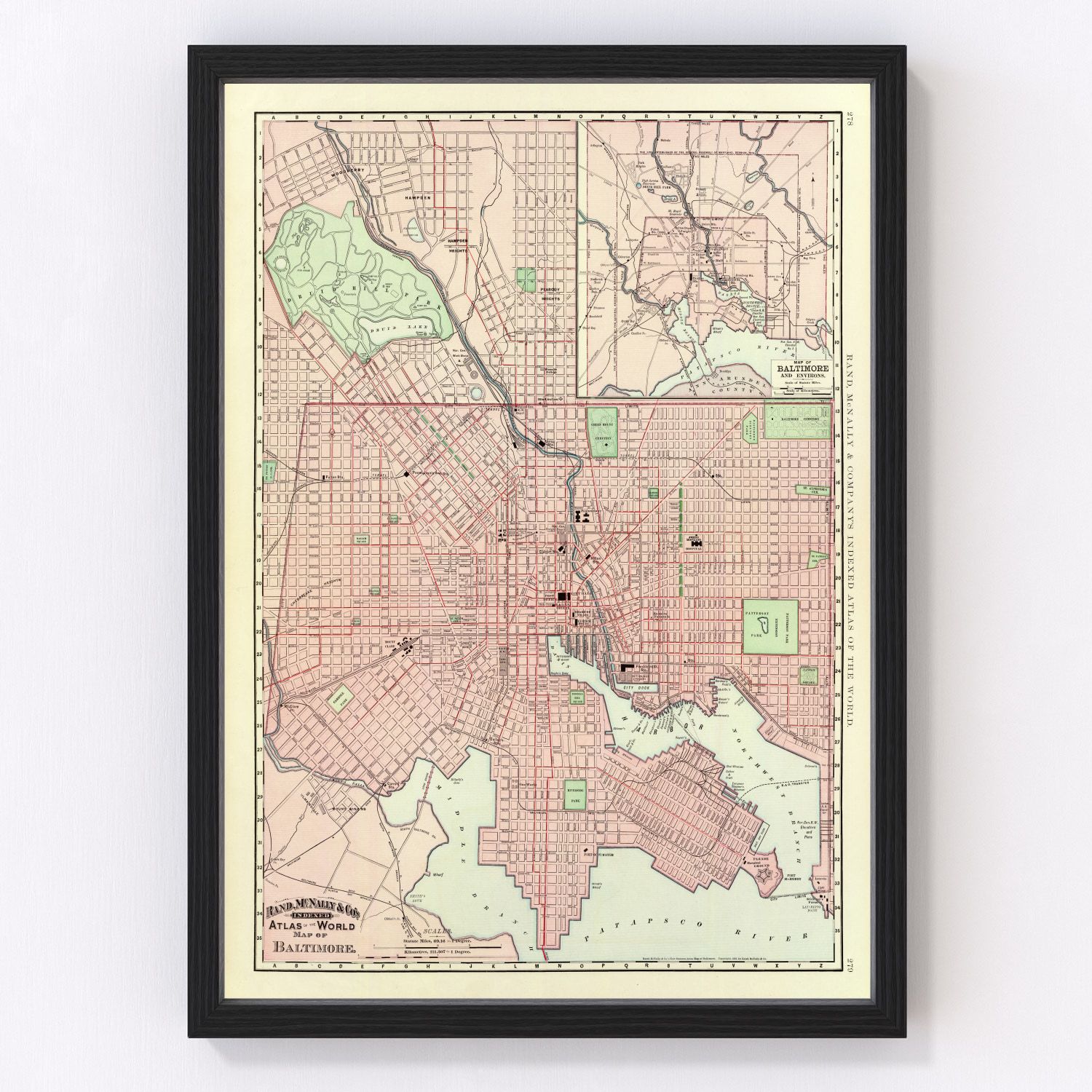Vintage map of Baltimore, Maryland, 1897