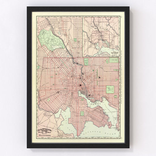 Vintage map of Baltimore, Maryland, 1897